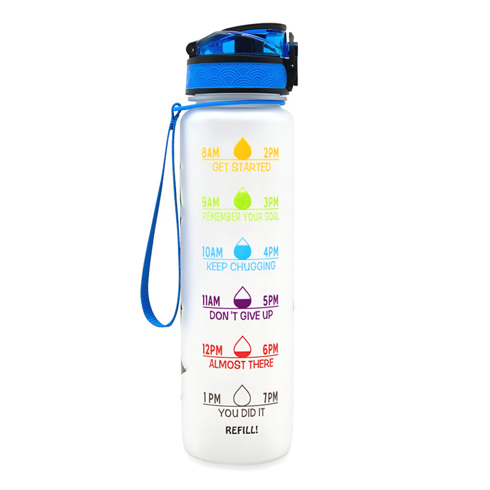 1L Tritan Water Bottle With Time Marker Bounce Cover Motivational Water Bottle Cycling Leakproof Cup For Sports Fitness Bottles - The Trend