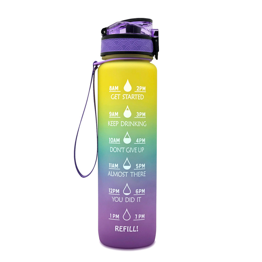 1L Tritan Water Bottle With Time Marker Bounce Cover Motivational Water Bottle Cycling Leakproof Cup For Sports Fitness Bottles - The Trend