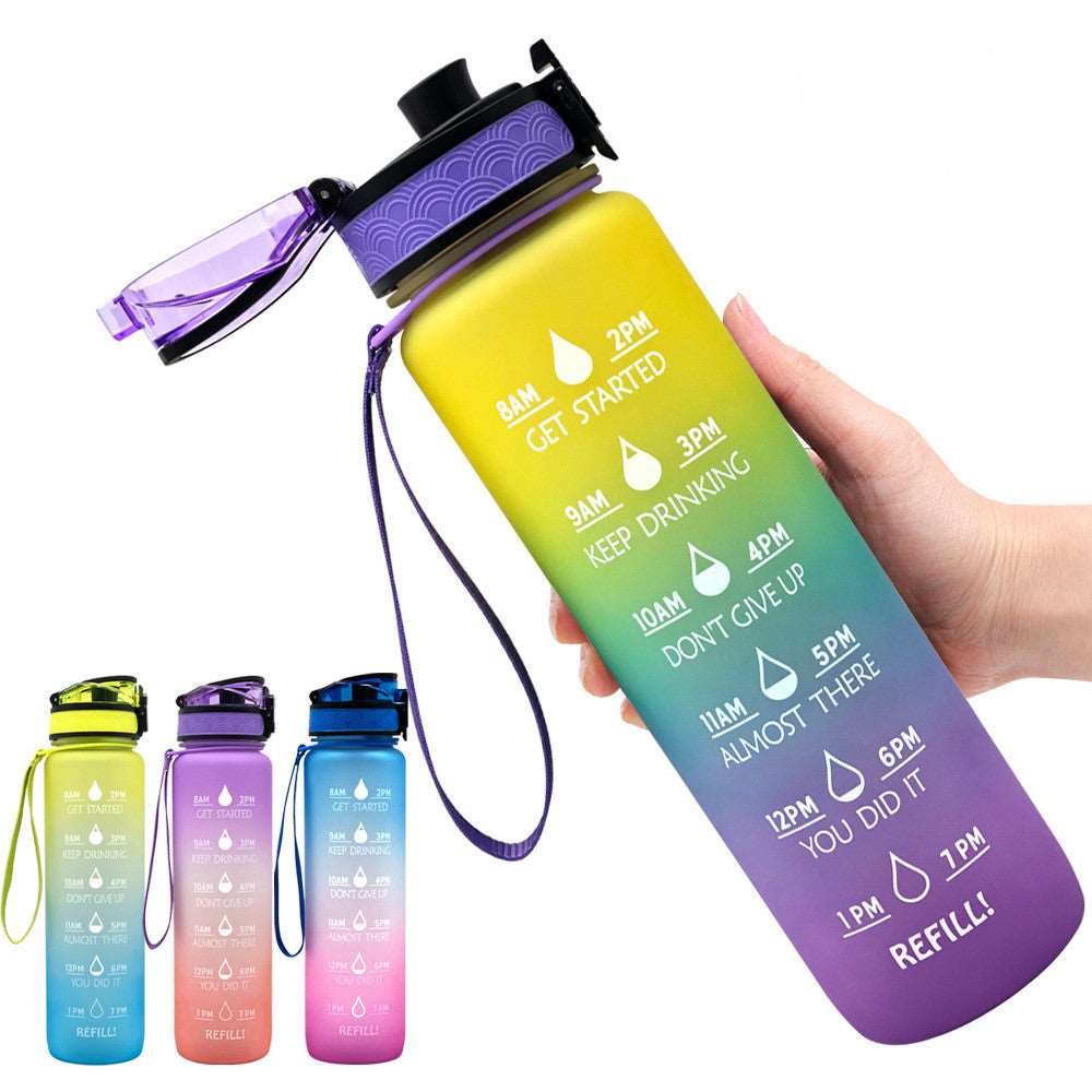 1L Tritan Water Bottle With Time Marker Bounce Cover Motivational Water Bottle Cycling Leakproof Cup For Sports Fitness Bottles - The Trend