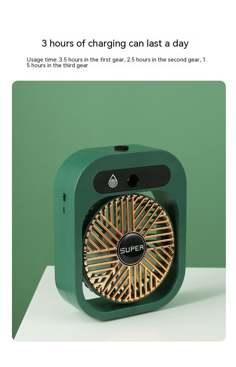 Ice Mist Little Desktop Blowing Refrigeration Humidification Three-in-one Electric Fan USB Charging Air Conditioner Fan