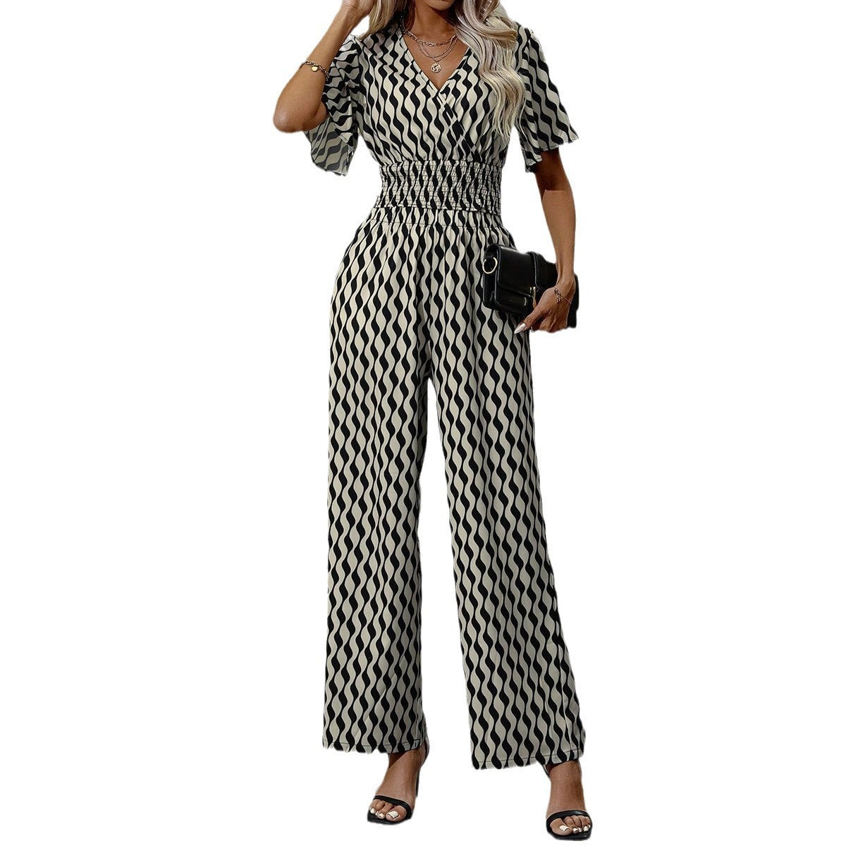 Women's Fashionable Printed Loose Trousers Suit