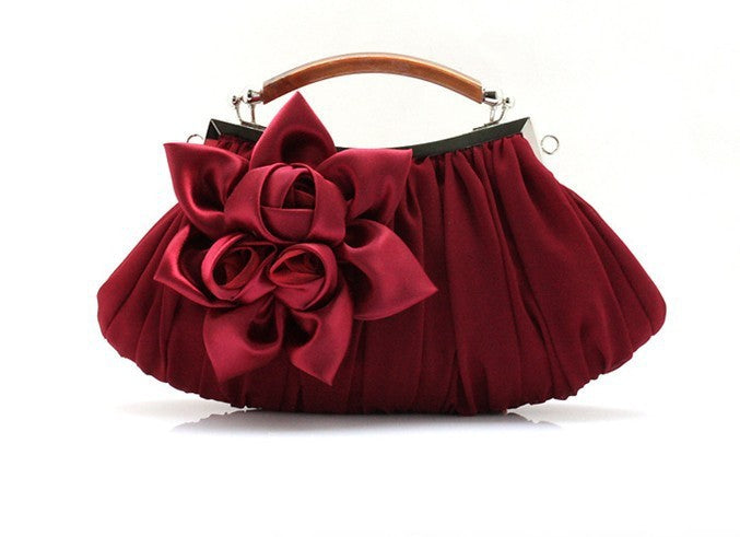 Direct Selling Fashion Sweet Satin Flower Banquet Bag Clutch Handbag Handbag Lady Bag