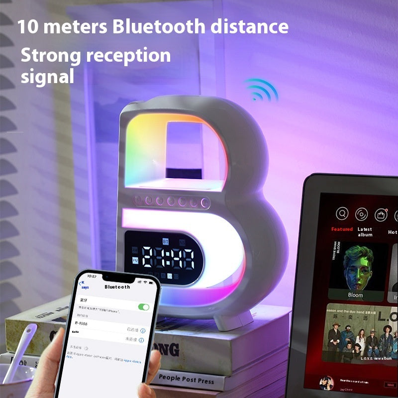 Bluetooth Speaker Wireless Charging With Clock Seven-color Ambience Light