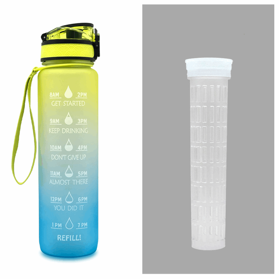 1L Tritan Water Bottle With Time Marker Bounce Cover Motivational Water Bottle Cycling Leakproof Cup For Sports Fitness Bottles - The Trend