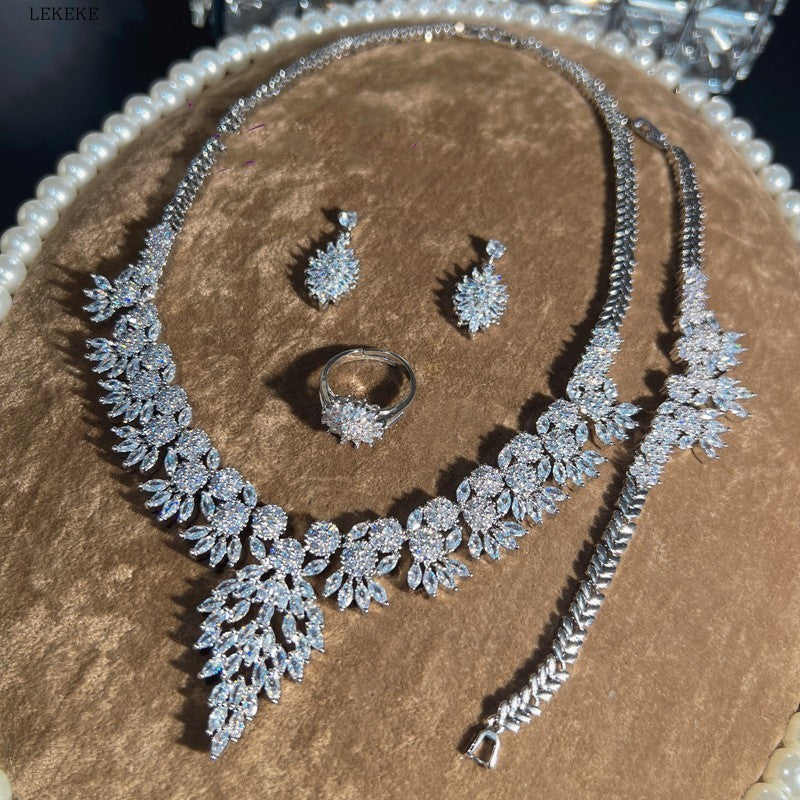 Zircon Pendant Necklace Banquet Jewelry Accessories J