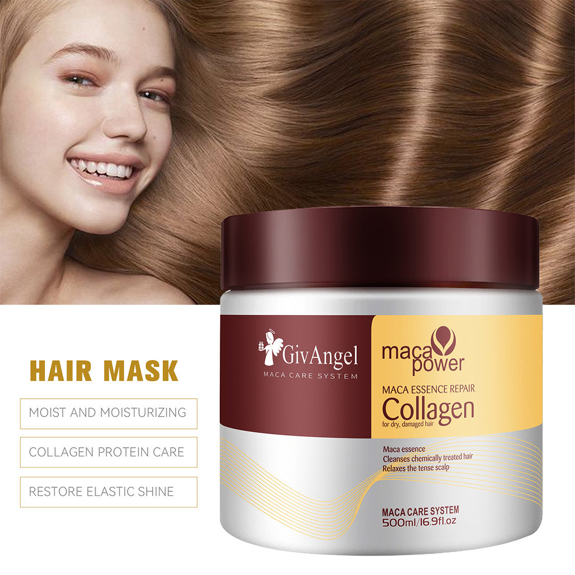 Nourishing Collagen Hair Mask, Deep Nourishing Magical Hair Mask, Fortifying Hair Repair Conditioner, Hair Mask For Dry Damaged Hair All Hair Types, 500ml, 1 Count