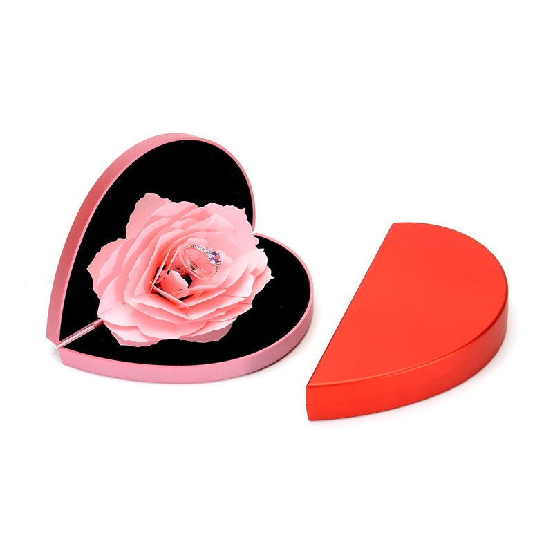 Heart-shaped Rose Flower Rotating Ring Box - The Trend
