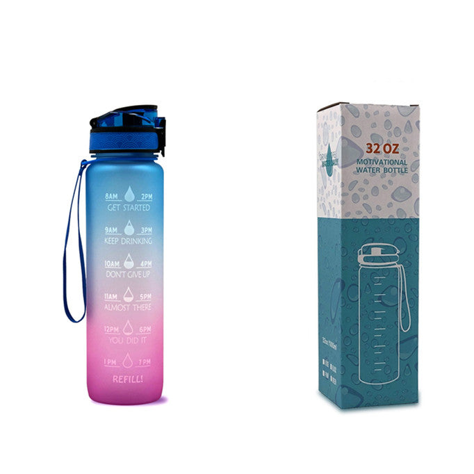 1L Tritan Water Bottle With Time Marker Bounce Cover Motivational Water Bottle Cycling Leakproof Cup For Sports Fitness Bottles - The Trend