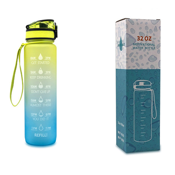 1L Tritan Water Bottle With Time Marker Bounce Cover Motivational Water Bottle Cycling Leakproof Cup For Sports Fitness Bottles - The Trend