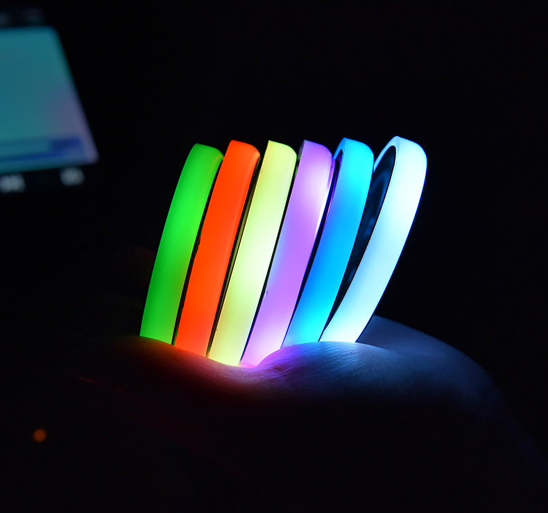 Colorful Cup Holder LED Light-up Coaster Solar & USB Charging Non-slip Coaster Ambient Light For Car Automatically J