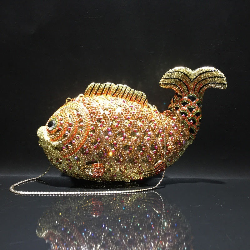 Goldfish Rhinestone Handmade Diamond Clutch For Women