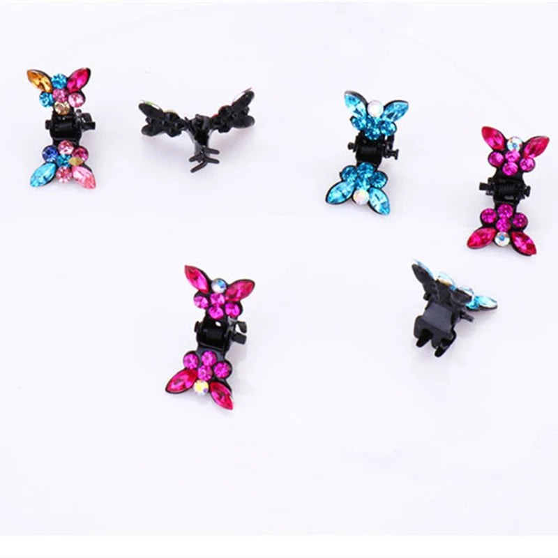 12PCS/Lot Girls Small Cute Crystal Butterfly Metal Hair Clips