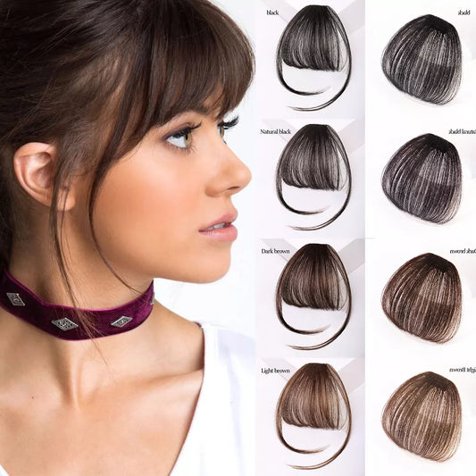 Natural Short Black Brown Bangs Hair Clips For Extensions - The Trend