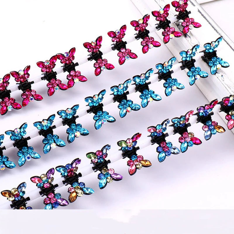 12PCS/Lot Girls Small Cute Crystal Butterfly Metal Hair Clips