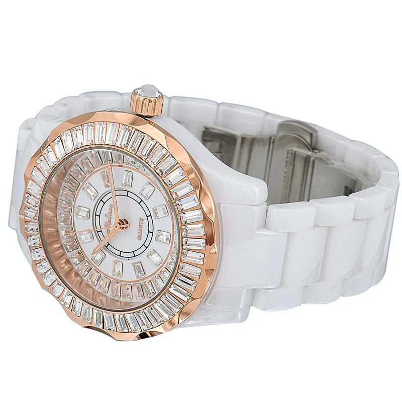 Women's Watches Austria Crystal Fashion Bracelet Sapphire Waterproor Cerimic Clock F6373