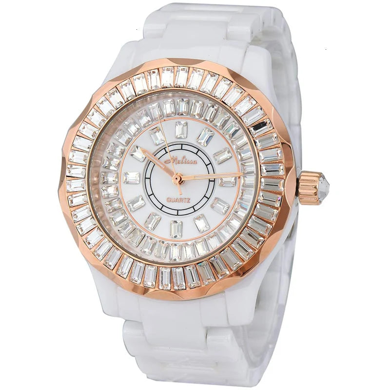 Women's Watches Austria Crystal Fashion Bracelet Sapphire Waterproor Cerimic Clock F6373