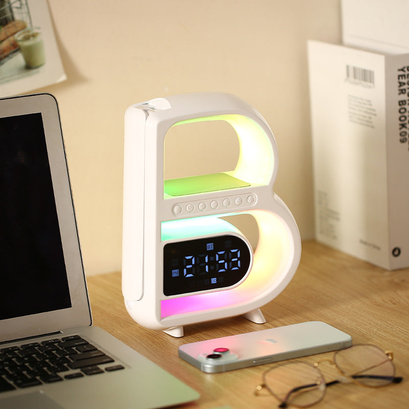 Bluetooth Speaker Wireless Charging With Clock Seven-color Ambience Light