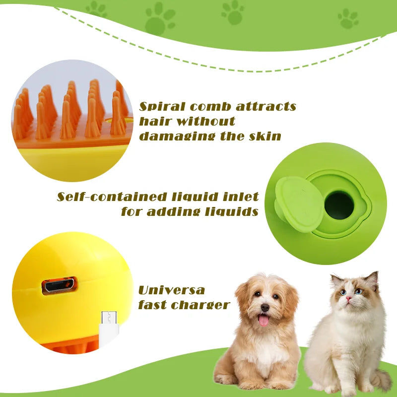 Cat Steam Brush Pet Massage Comb Cat Dog Grooming Comb Electric Spray Water Spray Cats Bath Brush Hair Brushes Grooming Supplies