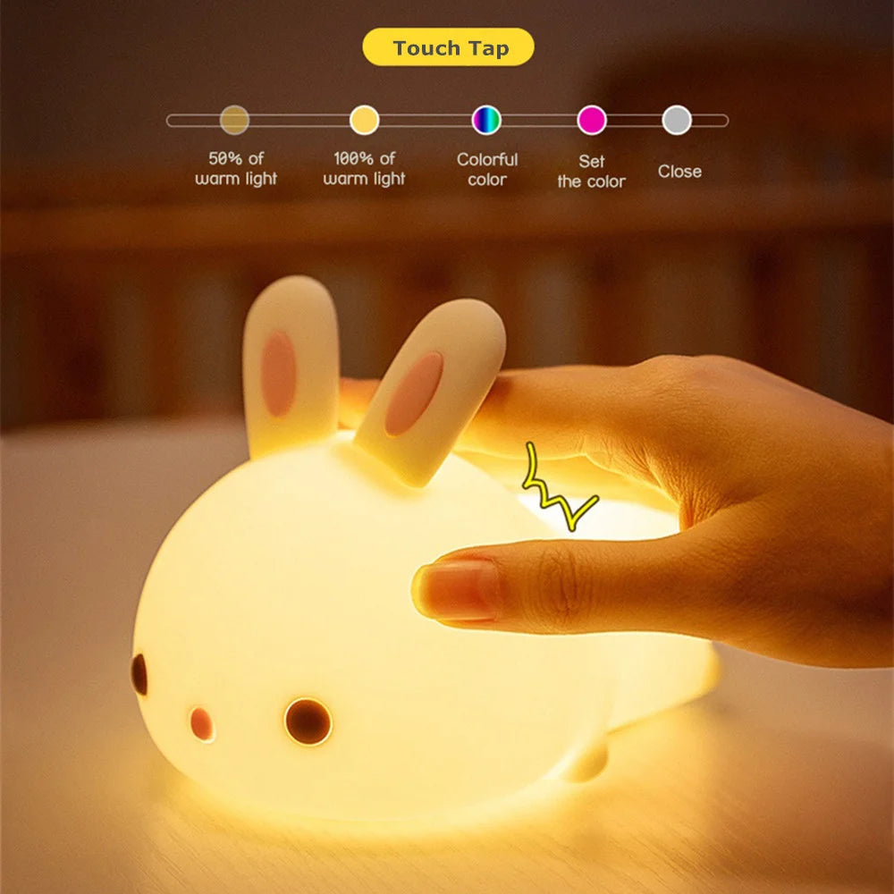 Silicone Bunny Lamp for Children Baby Toy Festival Gift
