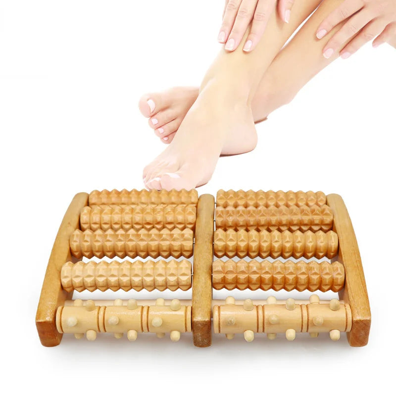 3 5 Row Wooden Roller Foot Massager Care Tools - The Trend