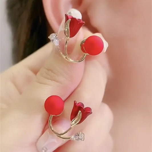 Red Rose Stud Earring - The Trend