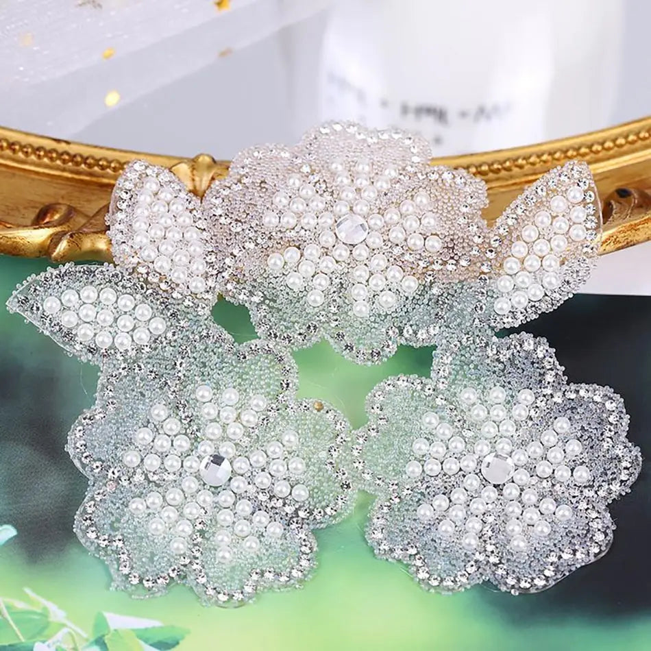 Beautiful Flower Crystal Rhinestone Patches On Clothes DIY Washable Heat Stickers Sparking Design Iron On Transfer For Bag Decor