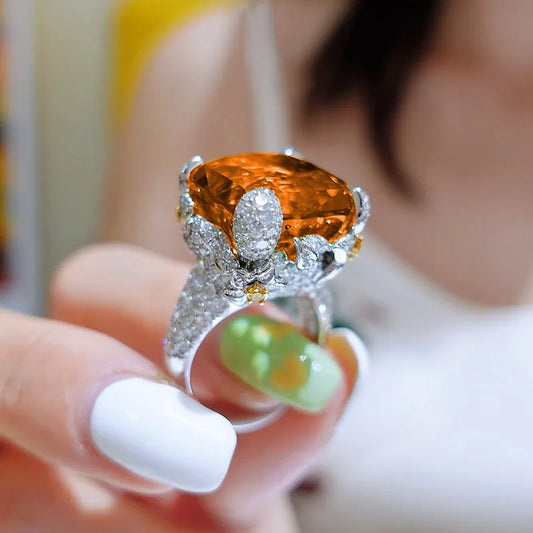 Trendy High Quality Luxury Big Stone Wedding Rings For Women
