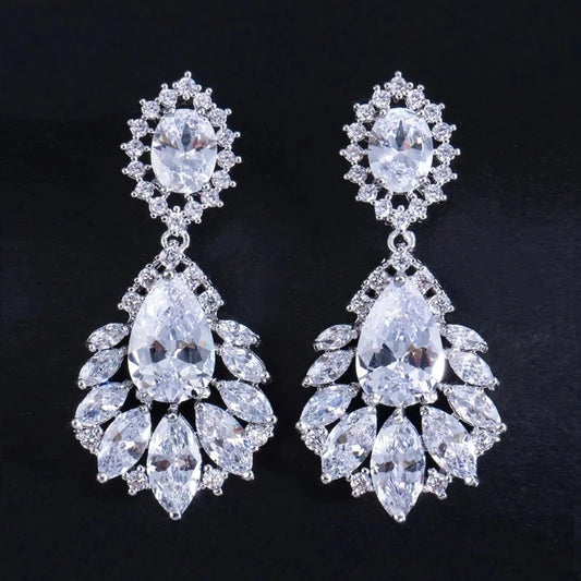 Crystal Bridal Dangle Drop Earring for Wedding Jewelry CZ202