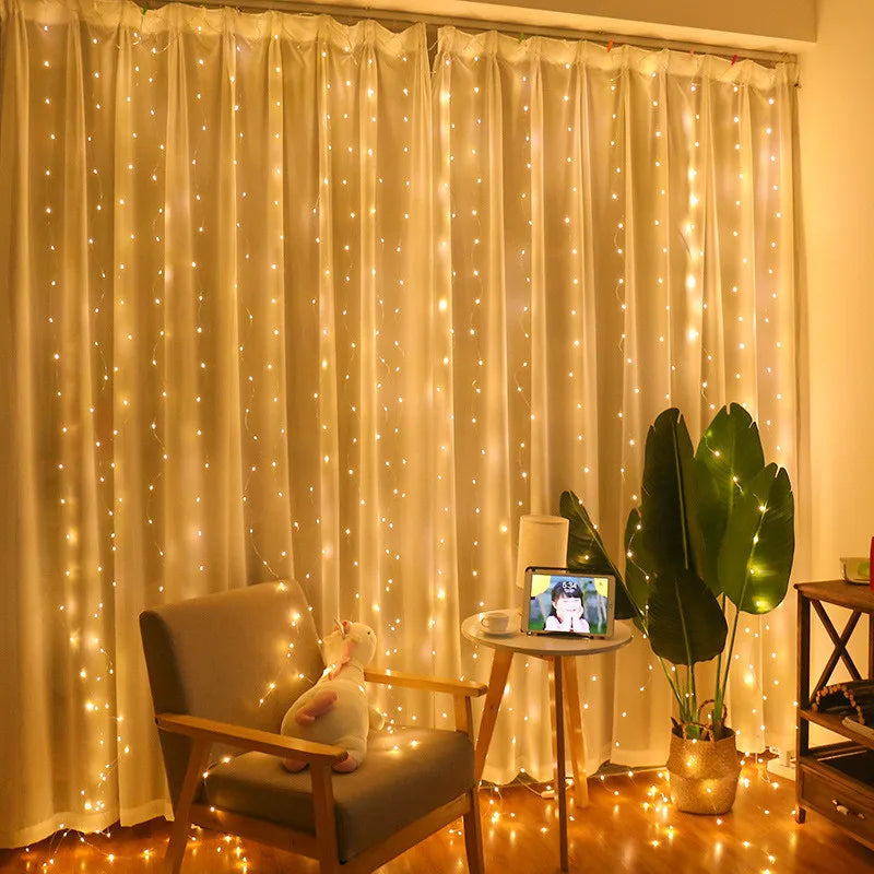 6x3M/3x3m Curtain Garland on The Window USB Power Fairy Lights Festoon with Remote New Year Garland Led Lights Christmas Decor