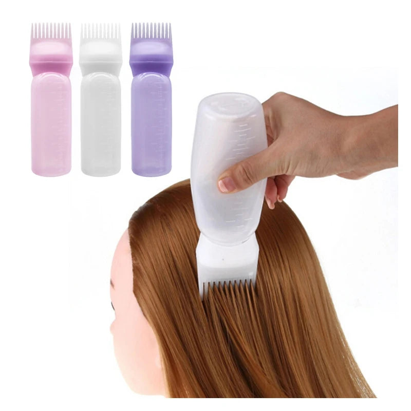 3 Color Oil Applicator Bottle For Hair Professional Hairdressing Dyeing Comb Bottles D