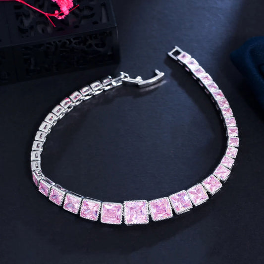 Pink Cubic Zirconia Engagement Bracelets for Women