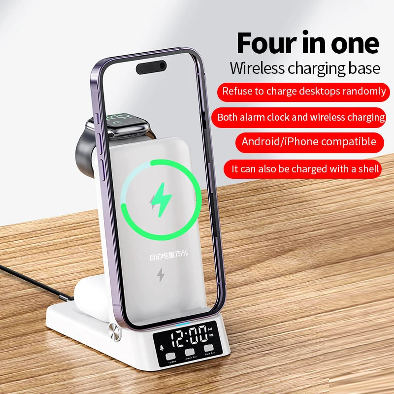 15W 4 In 1  Fast Wireless Charger For iPhone 14 13 12 11 Samsung Apple Watch 8 7 6 AirPods 3 Pro Charging Stand