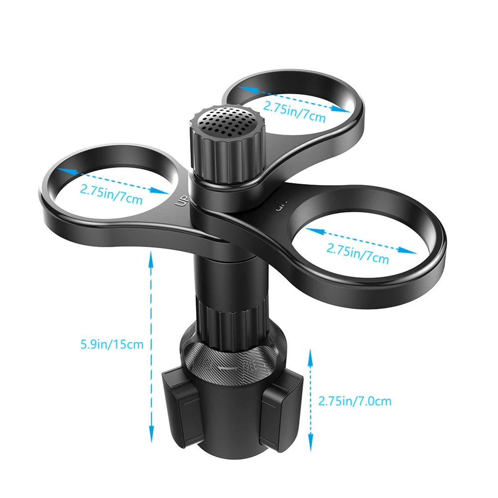 3 in 1 Car Cup Holder Expander Tray 360 Rotating