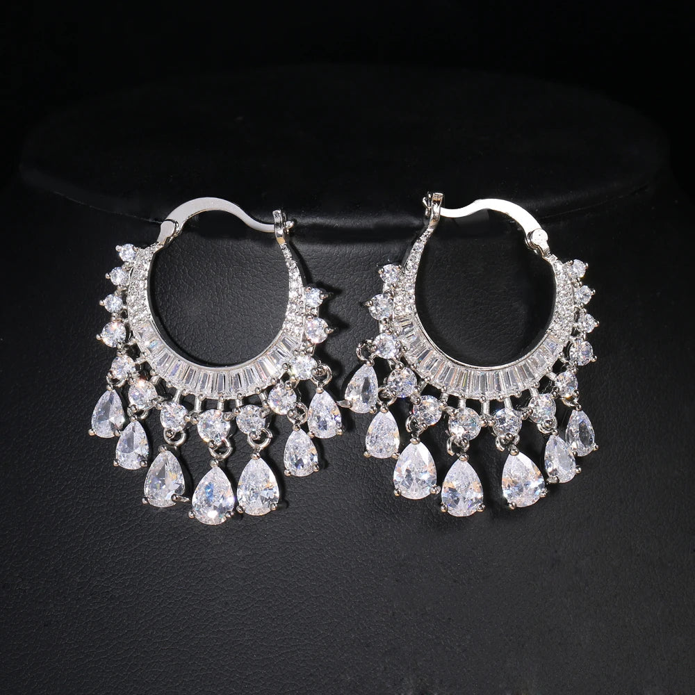 Dangling Water Drop Tassel Earrings for Women Wedding Jewelry - The Trend