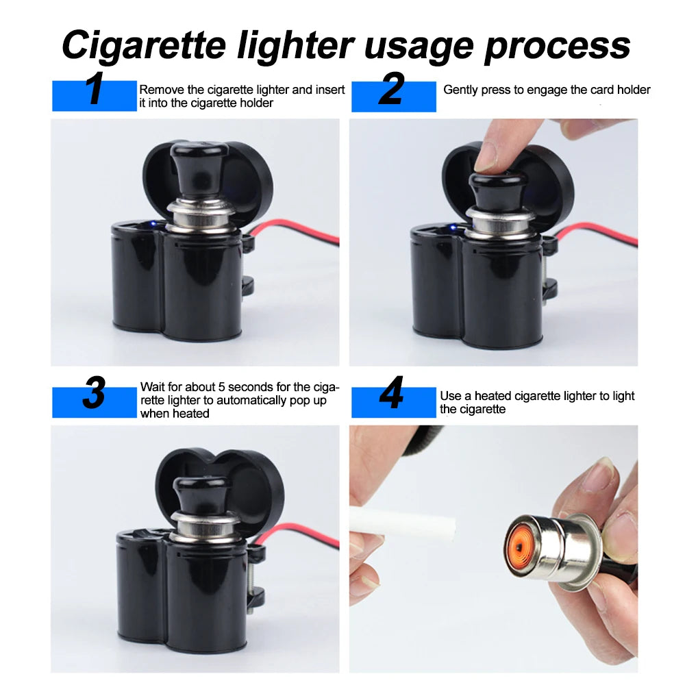 USB Charger Cigarette Lighter Socket Motorcycle Handlebar Power Adapter Waterproof With Switch For Motorbike Phone Navigation