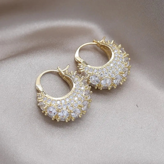 Copper Set Zircon U-shaped Earrings Elegant Women's Daily Work Accessories