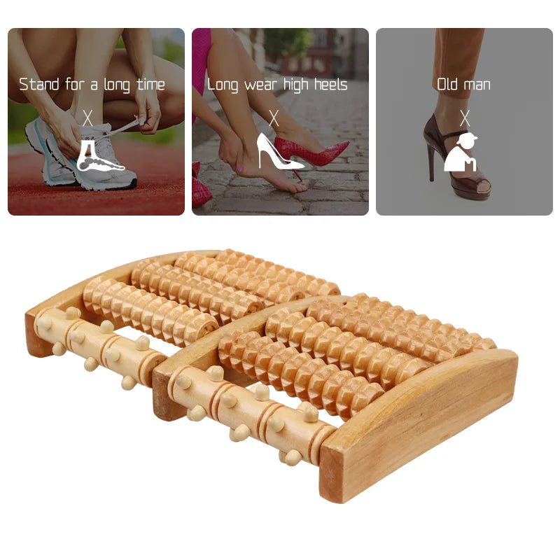 3 5 Row Wooden Roller Foot Massager Care Tools - The Trend