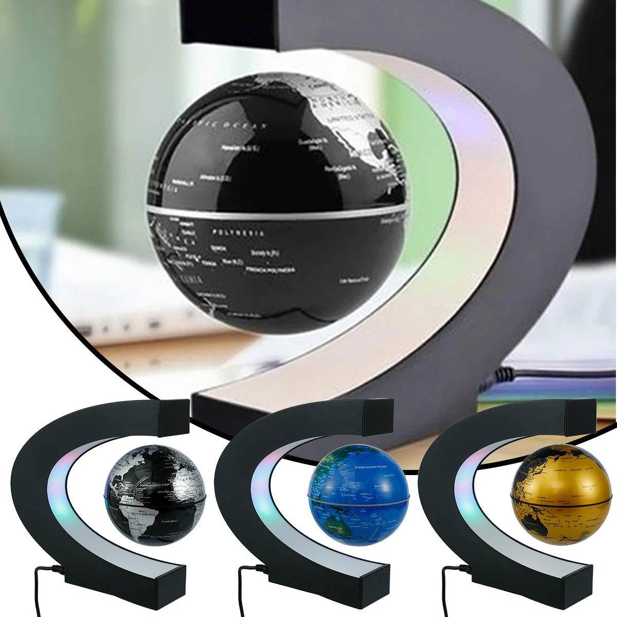 Magnetic Levitation Globe LED Earth Floating Lamp Rotating Globe Bedside Lights Novelty Christmas Gift