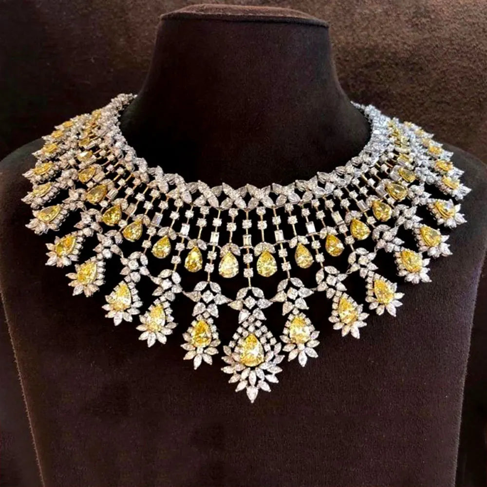4PCS Luxury Tassel African Jewelry Set For Women Wedding Party Cubic Zirconia Dubai Bridal Jewelry