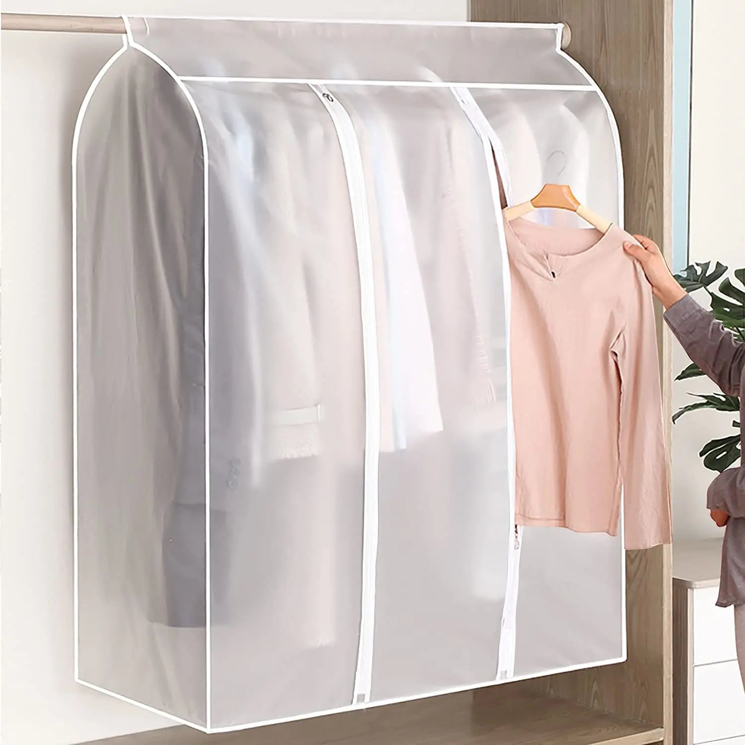 3D Zipper Clothes Dust Cover Clothes Storage Wardrobe Suit Case D