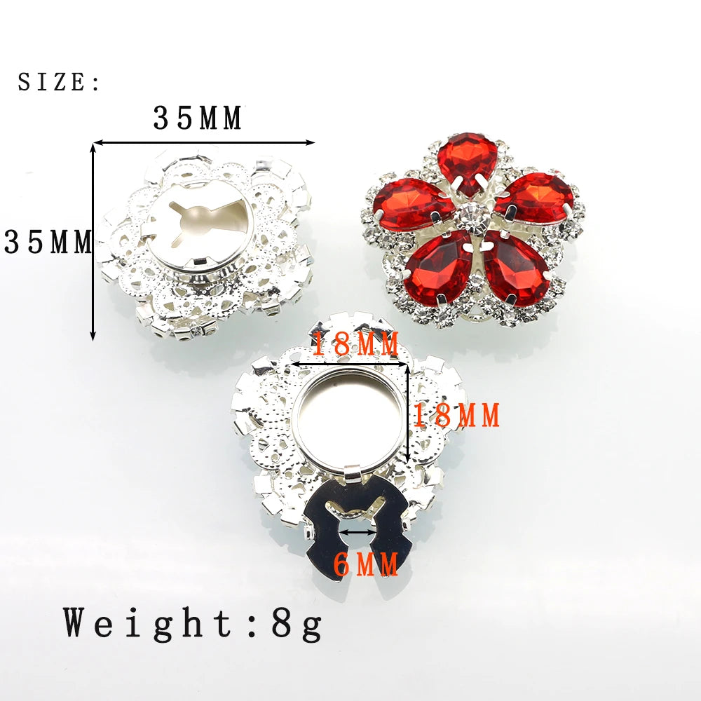 35 * 35MM2Pcs/Lot New Fashion Coat Shirt Decorative Button Water Drop Flower Diamond DIY Handmade Clothing Accessories