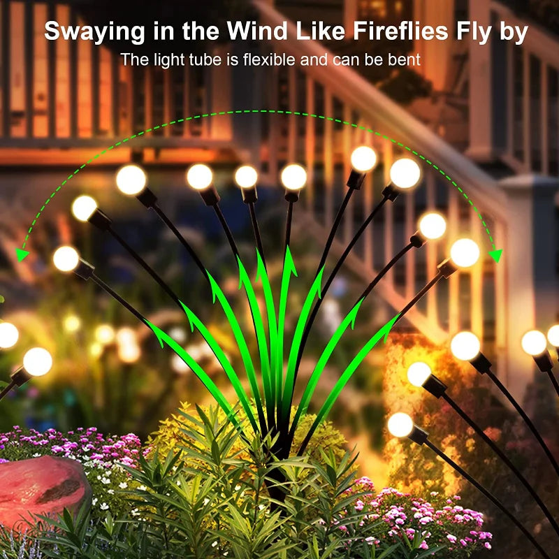 1/4/8/12Pack Outdoor LED Solar Lights Waterproof Starburst Firefly Lights Lawn Garden Lamp for Path Landscape Decorative Lights