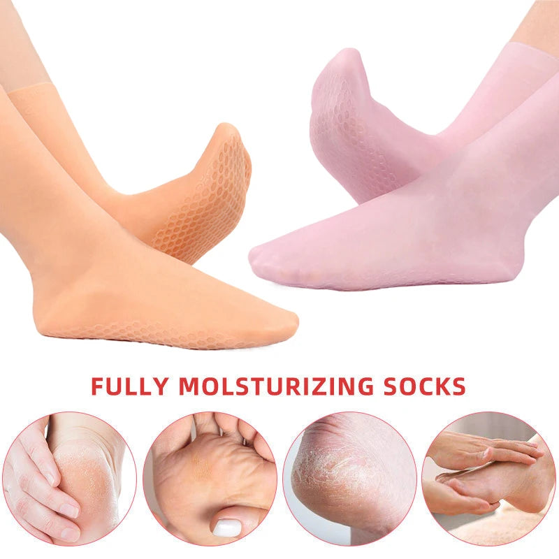 1Pairs S/L Spa Silicone Socks Moisturizing Gel Socks Preventing Foot Dryness Cracked Dead Skin Remove Exfoliating D