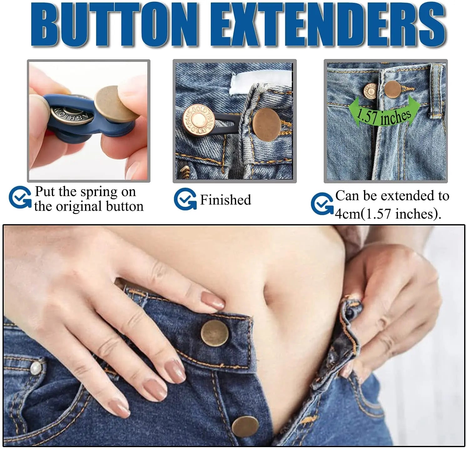 1/5/10PCS Metal Button Extender For Pants Jeans Free Sewing Adjustable Retractable Waist Extenders Button Waistband Expander