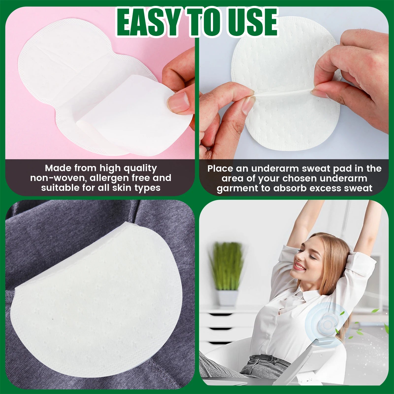 100/300Pcs Disposable Underarm Armpit Sweat Pads Sweat-absorbing Patch Summer Deodorants Non-woven Pads Breathable Ultra-thin