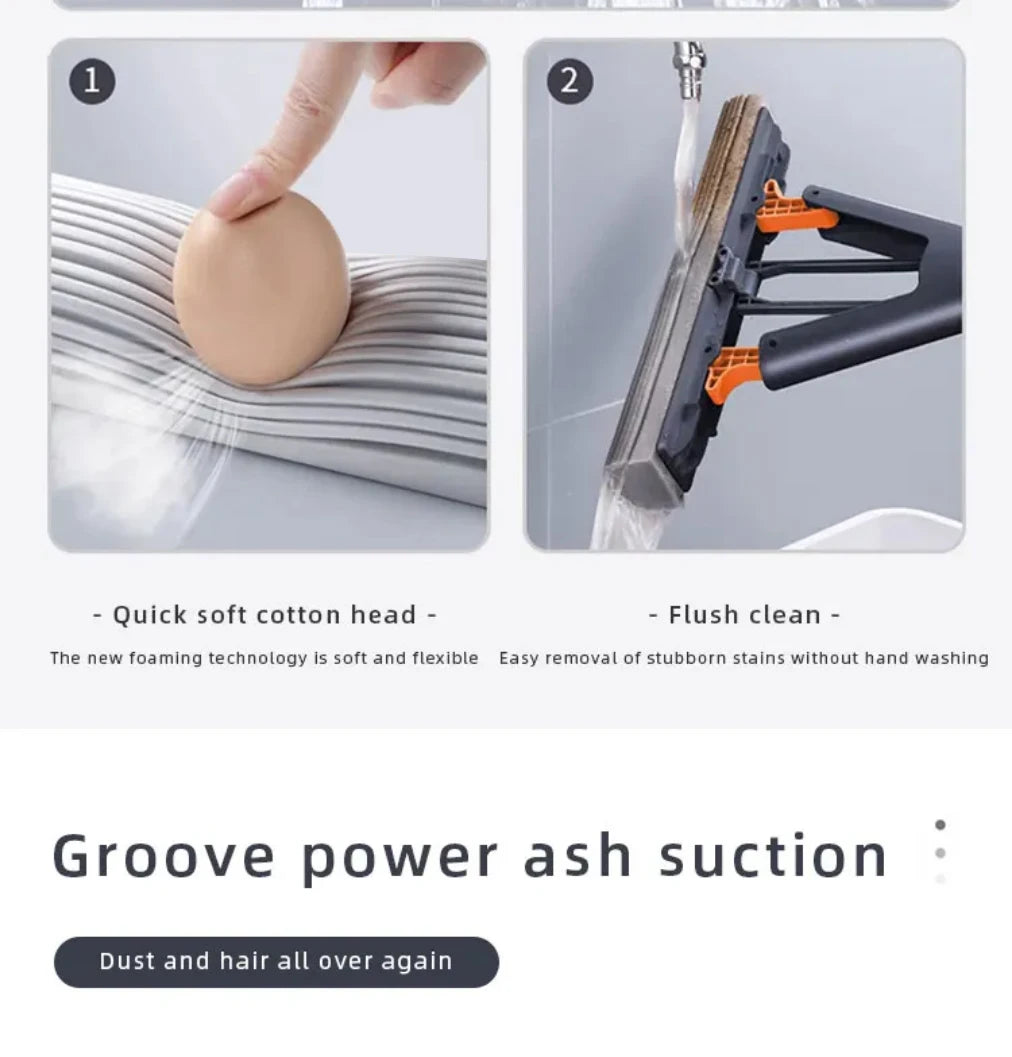 Collodion Mop Foldable Water Free Hand Washing Squeeze Cotton Head Replace Home Tiles Wood Household Cleaning Wringer Mopping