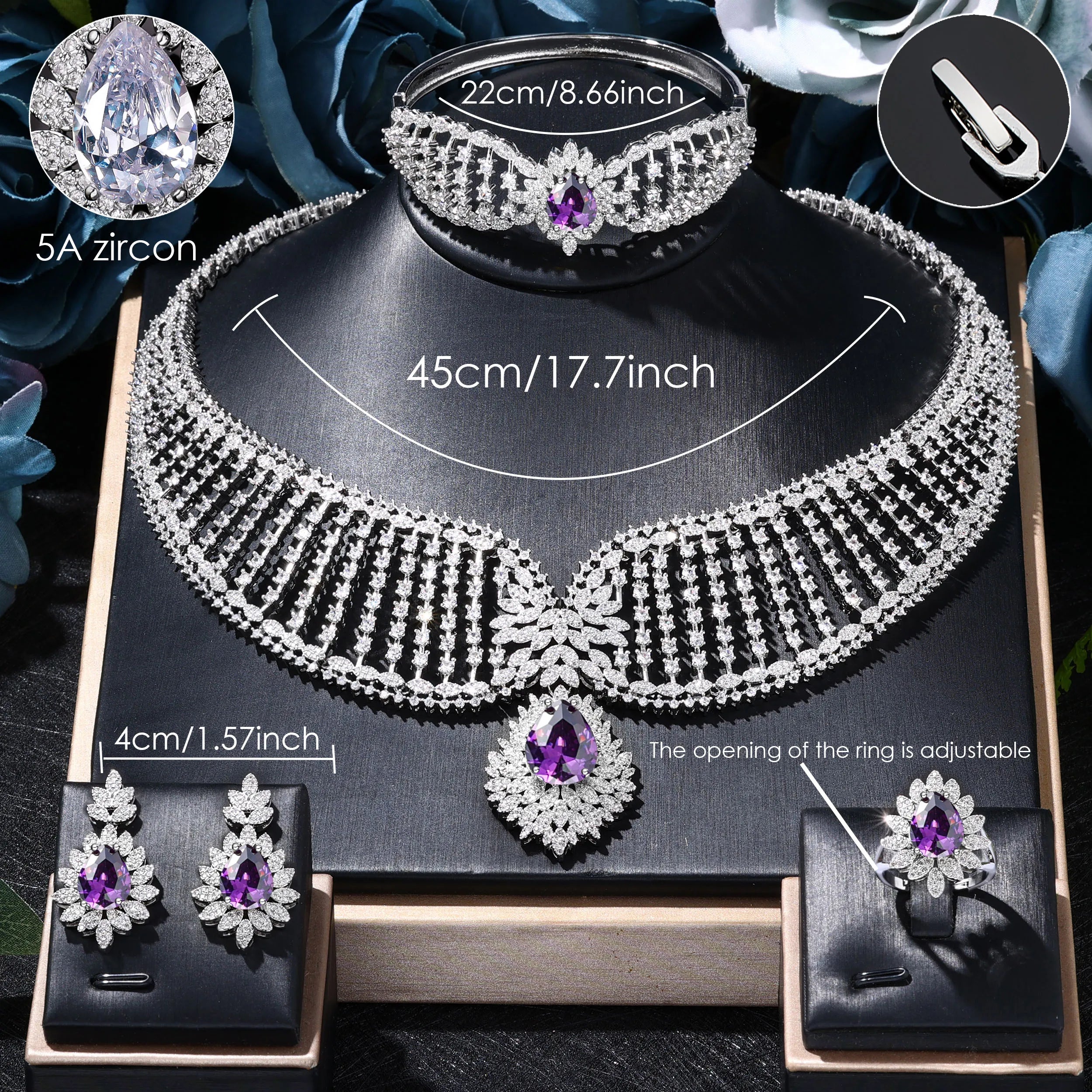 4-Piece Jewelry Set Angel Design Bride Necklace Earring Set AAA Cubic Zirconia Women's Wedding Accessories