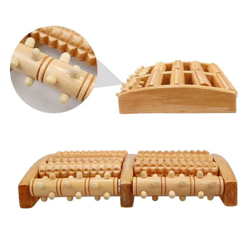 3 5 Row Wooden Roller Foot Massager Care Tools - The Trend
