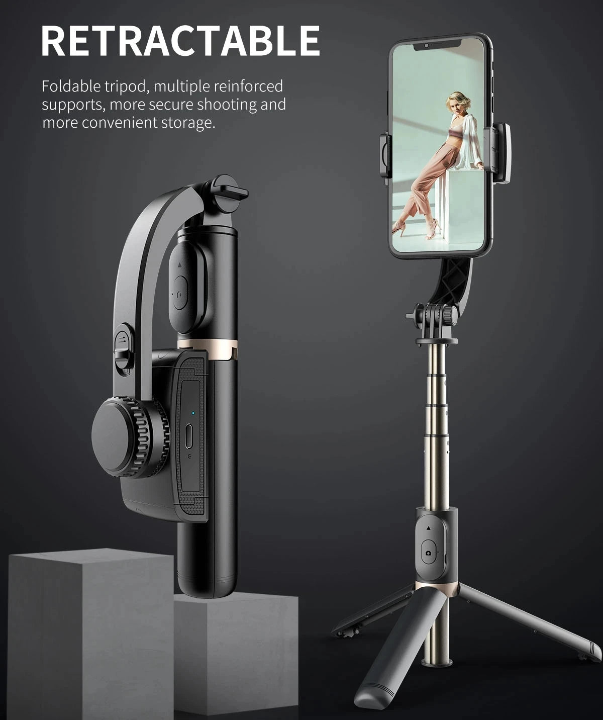 Wireless Bluetooth selfie stick tripod Stabilizer holder bracket For Smartphone live
