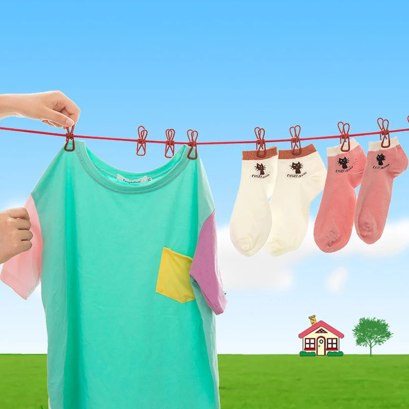 1.8m Portable Clothesline With 12 Clips Windproof Retractable Rack Clip Hangers Clothes Line Travel Supplies - The Trend